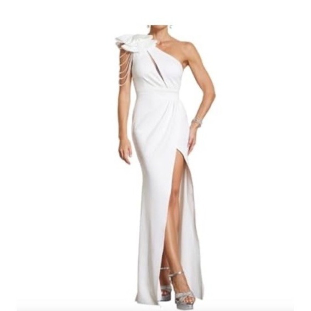 (B26/20)BELLA BARNETT White One Shoulder‎  Dress Party , Wedding  Long Size L